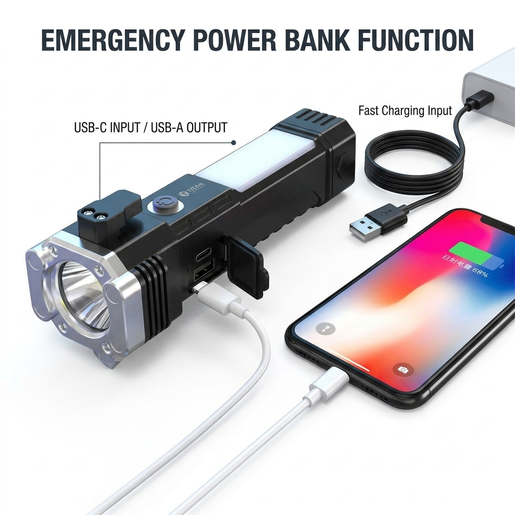 8 in 1 Portable Rechargeable Torch LED Flashlight