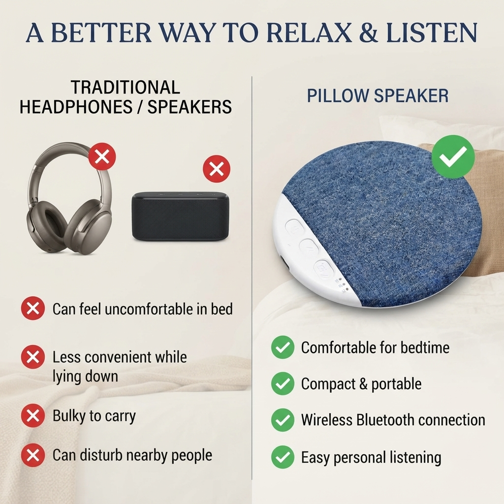 SleepSound™ Bluetooth Pillow Speaker - Portable Bedside & Sleep Speaker