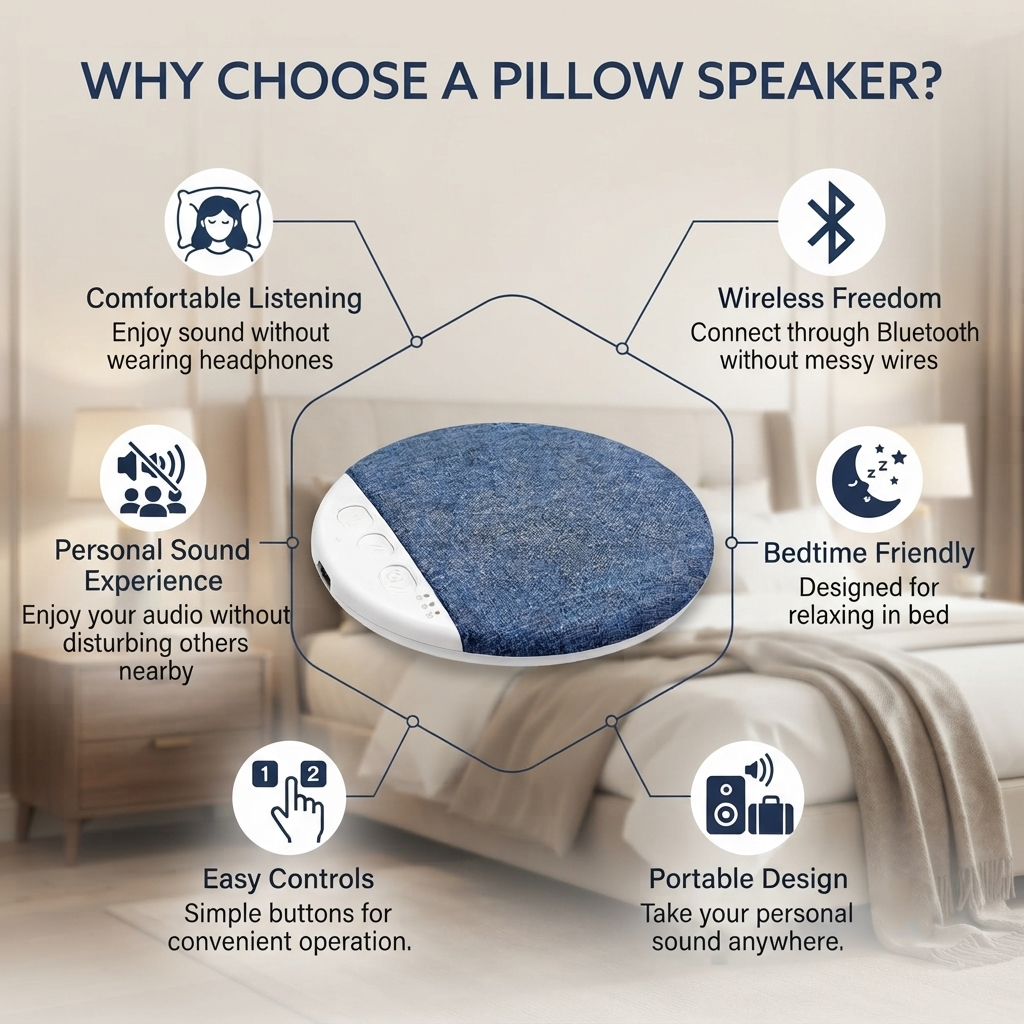 SleepSound™ Bluetooth Pillow Speaker - Portable Bedside & Sleep Speaker