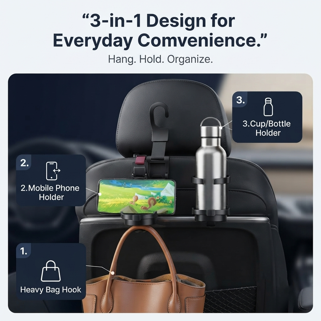 𝐀𝐮𝐭𝐨𝐌𝐚𝐭𝐞™ 𝟑-𝐢𝐧-𝟏 𝐌𝐮𝐥𝐭𝐢-𝐅𝐮𝐧𝐜𝐭𝐢𝐨𝐧𝐚𝐥 𝐂𝐚𝐫 𝐇𝐨𝐨𝐤